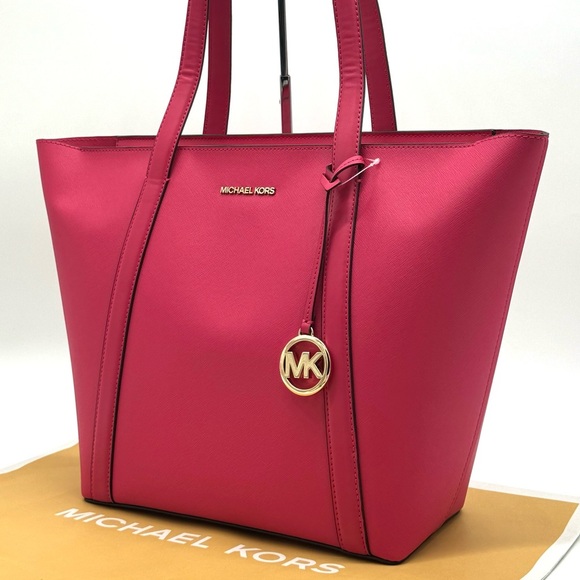 Michael Kors Pratt Large Signature Logo Tote Bag Electric Pink Multi